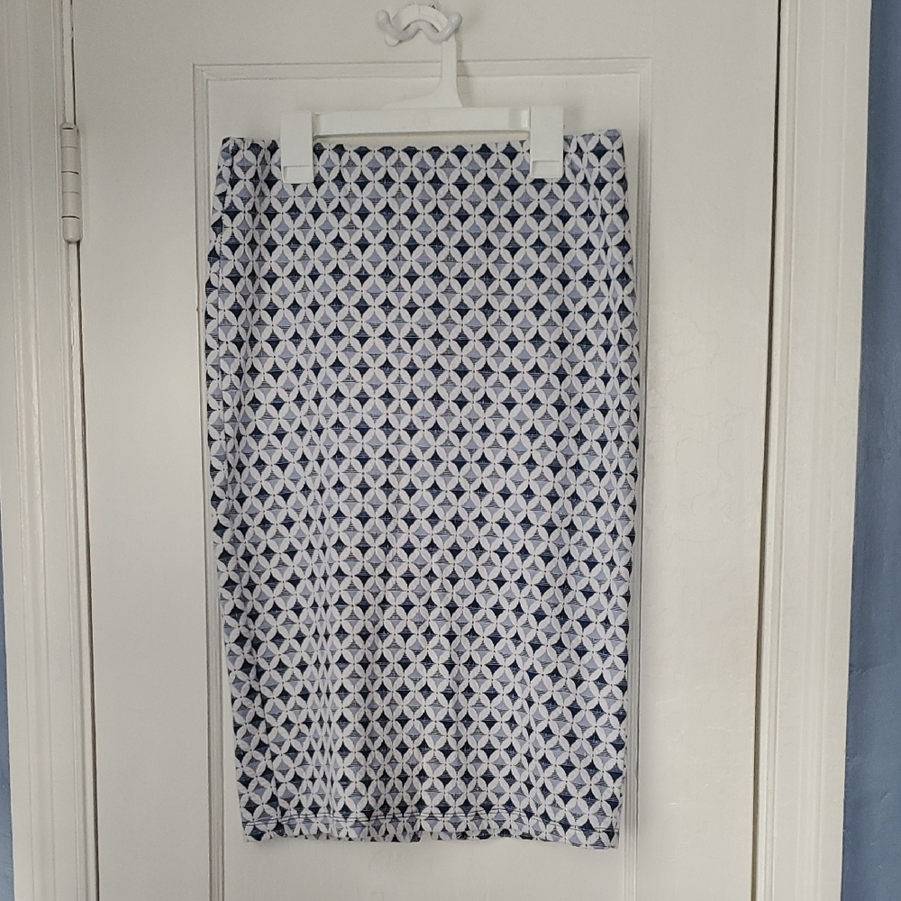 Zara Trafaluc Geometric Patterned Skirt - Blue and White